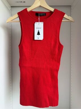 Zesica Red Ribbed Tank Top — Sleek Sleeveless Knit